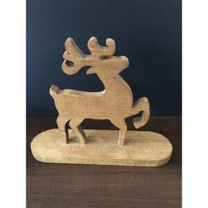 Vintage Wooden Reindeer Rustic Christmas Decor Stoic Farmhouse